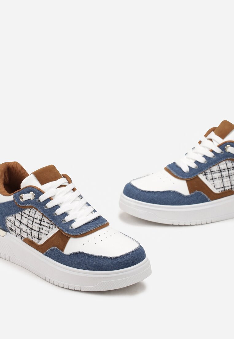  Adidași Bleumarin pe platformă joasă cu inserție din tweed Niman