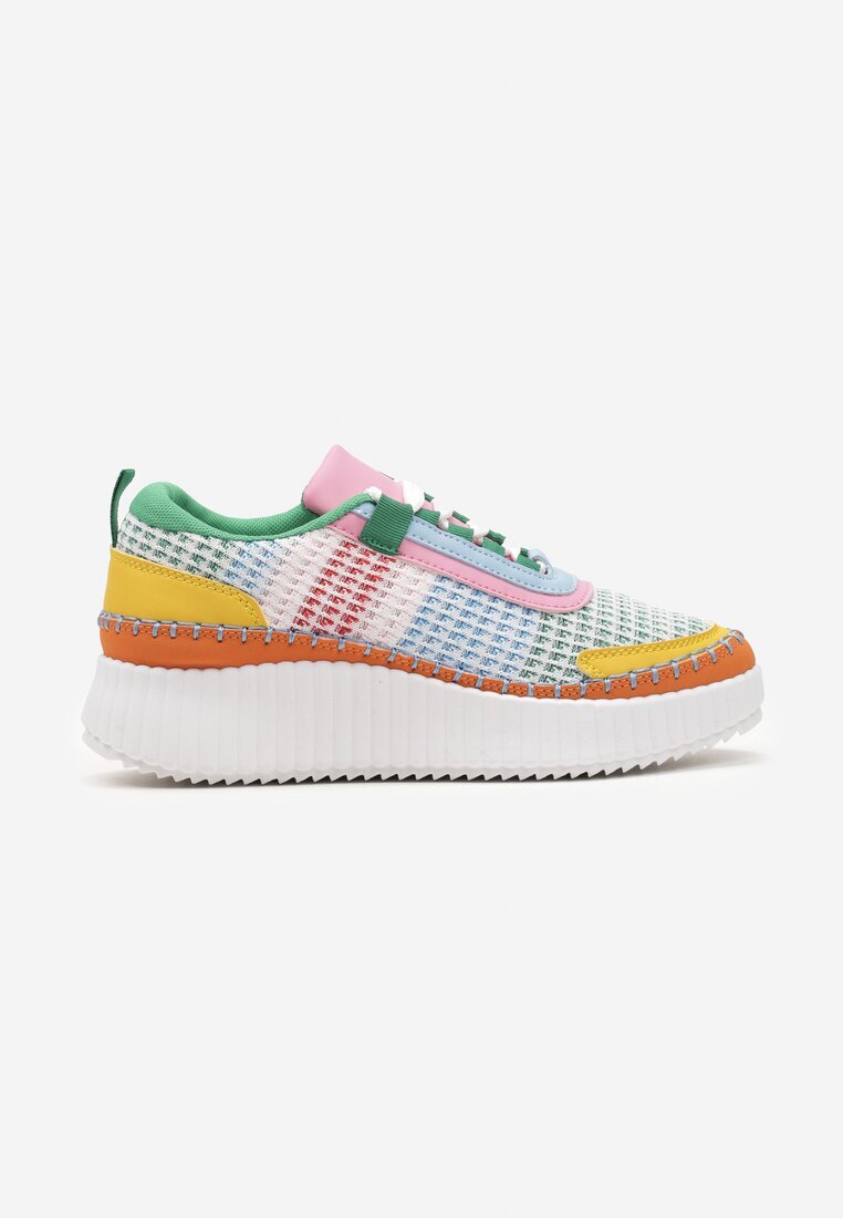  Adidași la Gleznă Verde-Portocaliu cu Platformă cu Șireturi Fropia