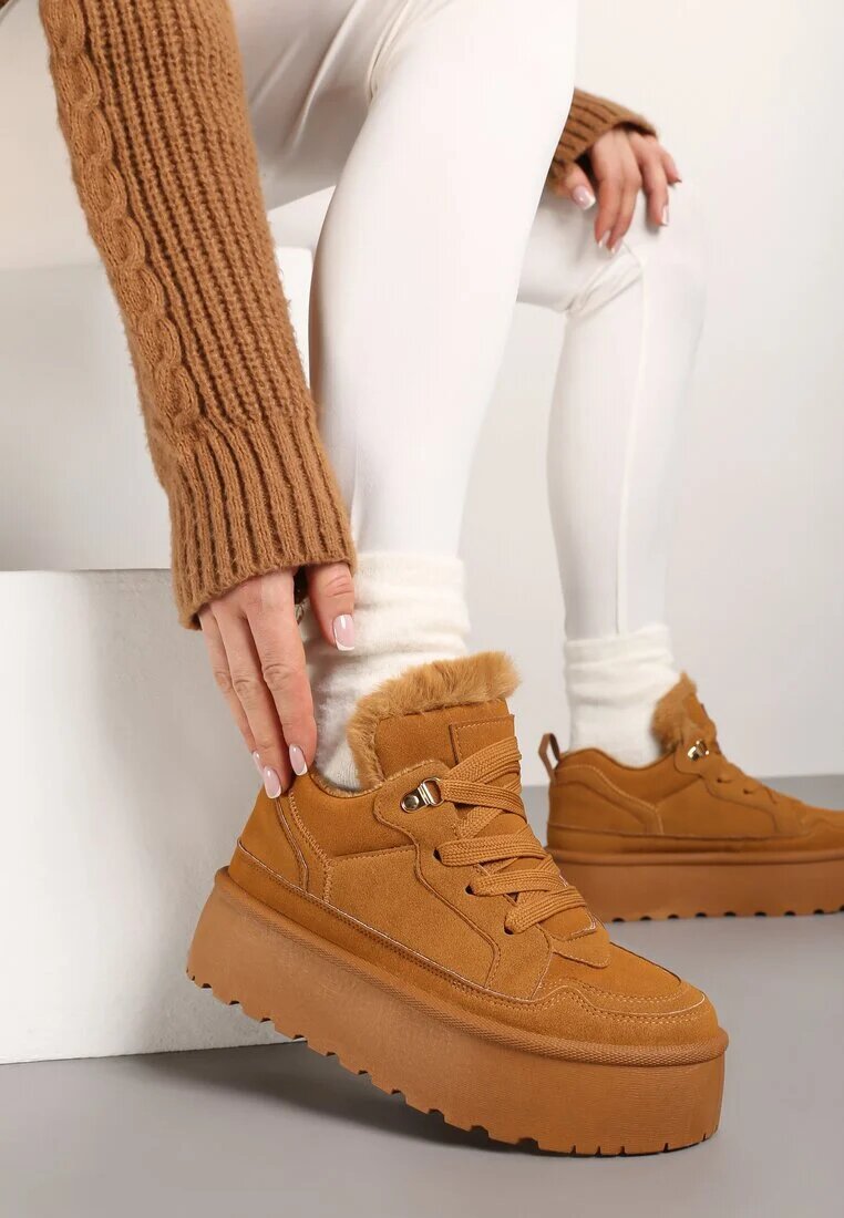  Adidași Maro stil ghete de zăpadă cu blană pe platformă Mavione