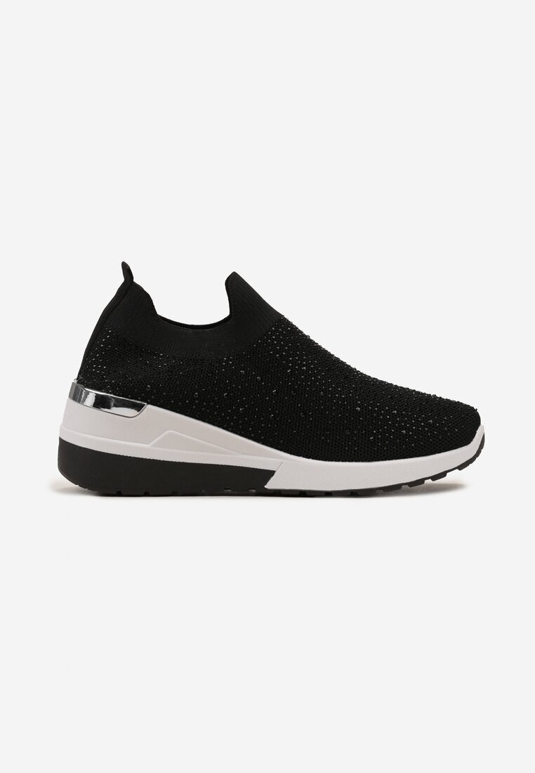  Adidași Negri cu Pană cu Față Elastică cu Strass-uri Neatisa