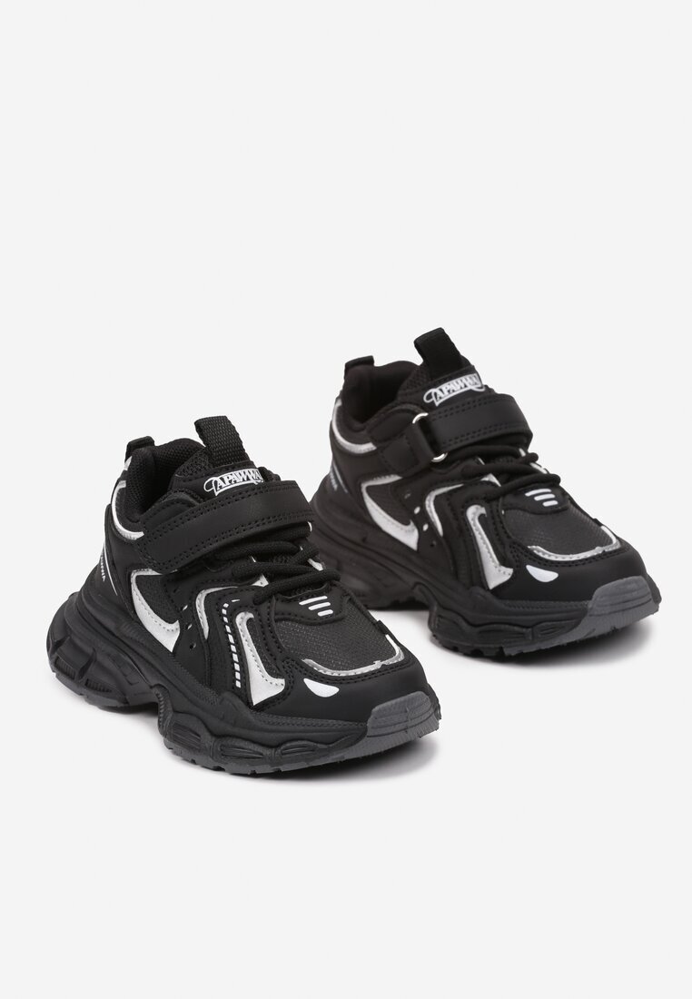  Adidași Negri cu Talpă Groasă cu Benzi Velcro Rosavetta
