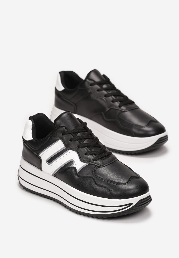  Adidași Negri pe Platformă cu Inserții Elisandra