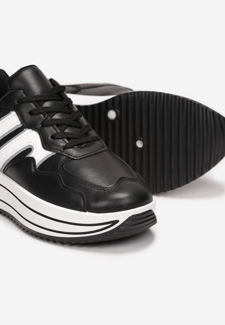  Adidași Negri pe Platformă cu Inserții Elisandra