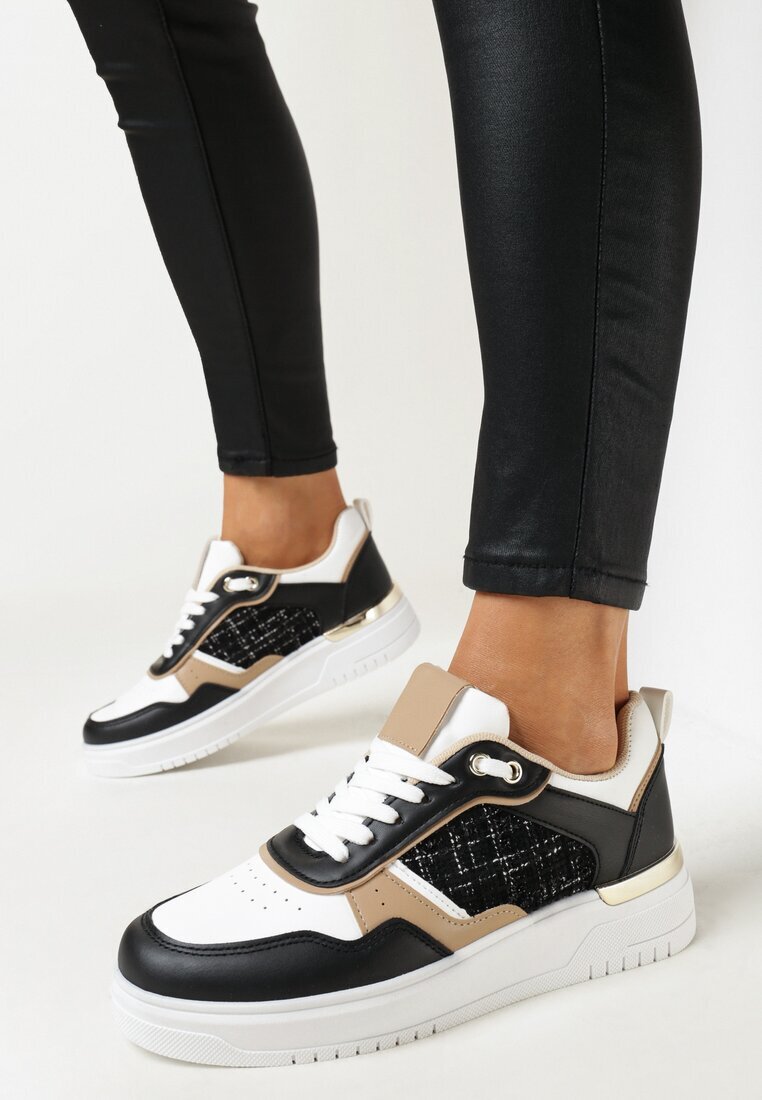  Adidași Negri pe Platformă Joasă cu Inserție Tweed Niman