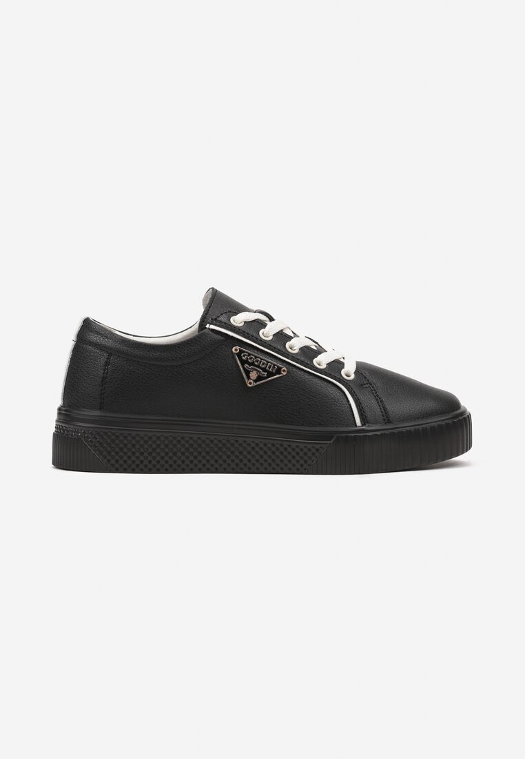  Adidași Negri Plati Din piele cu Aplicație Triunghi Labriene