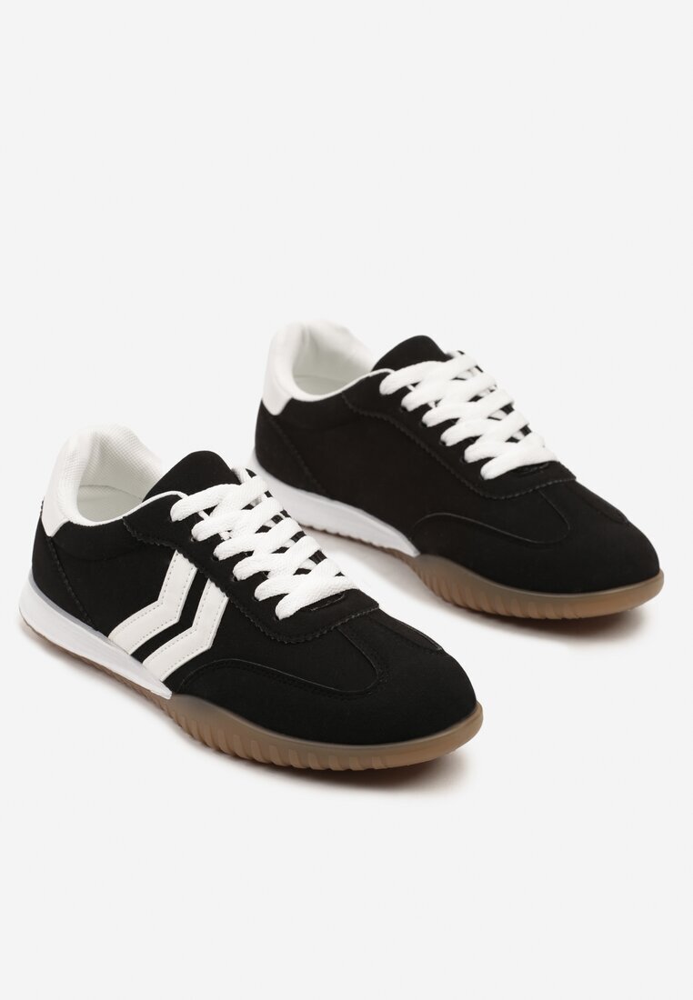  Adidași negri tip teniși cu dungi decorative Zommea