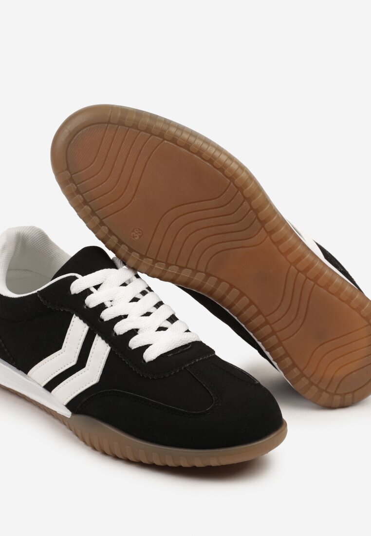  Adidași negri tip teniși cu dungi decorative Zommea