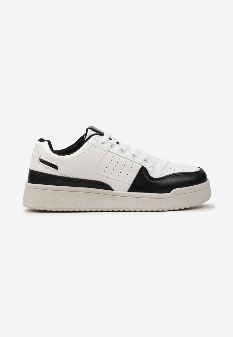  Adidași Negru-Alb sub gleznă pe talpă plată cu șireturi Virehana