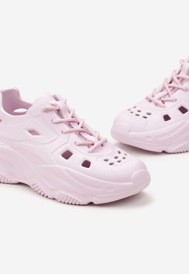  Adidași roz din cauciuc cu șireturi și decupaje decorative Kijafa