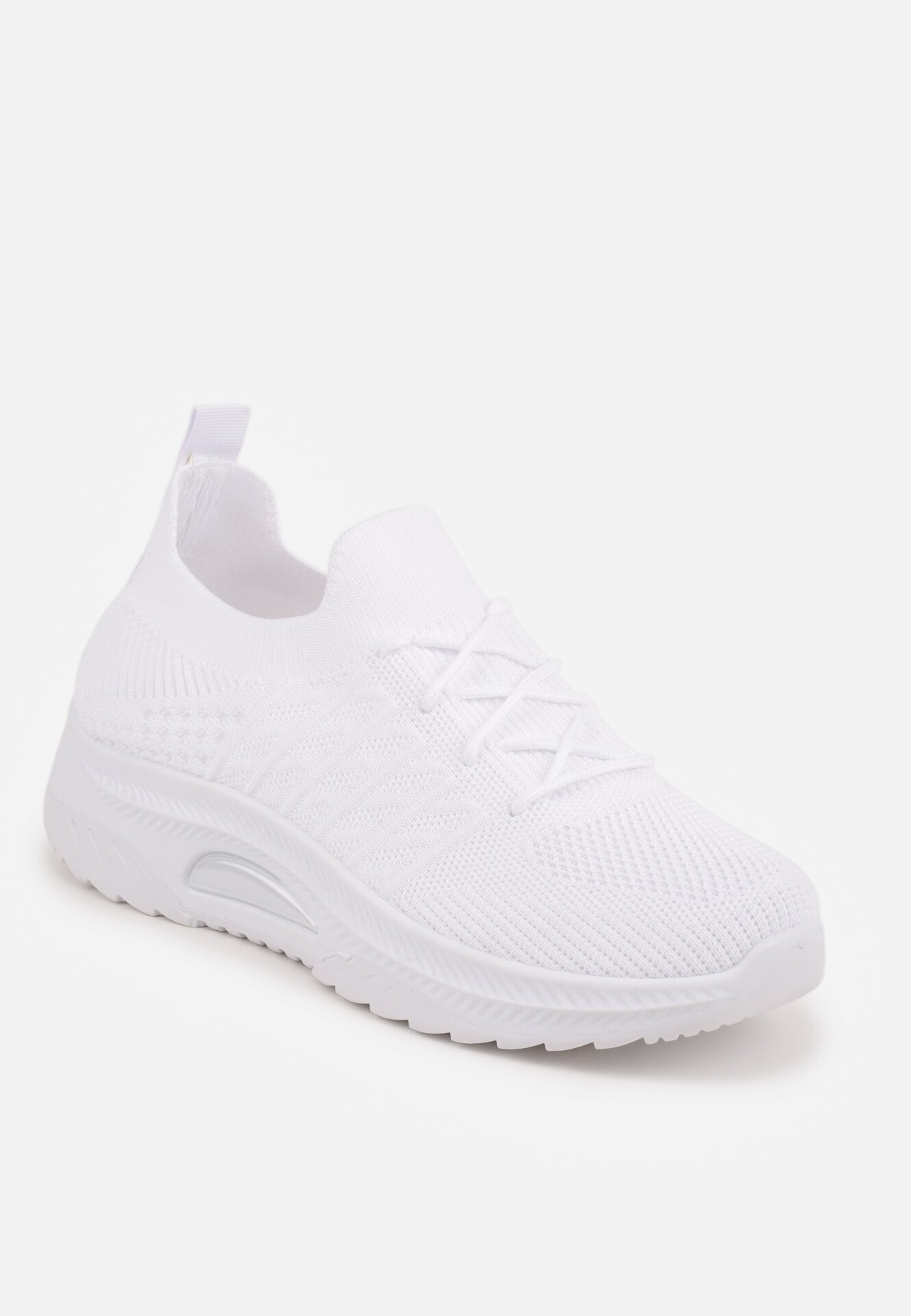  Adidași sport albi slip-on cu parte superioară elastică și inserție decorativă pe talpă Moonsara
