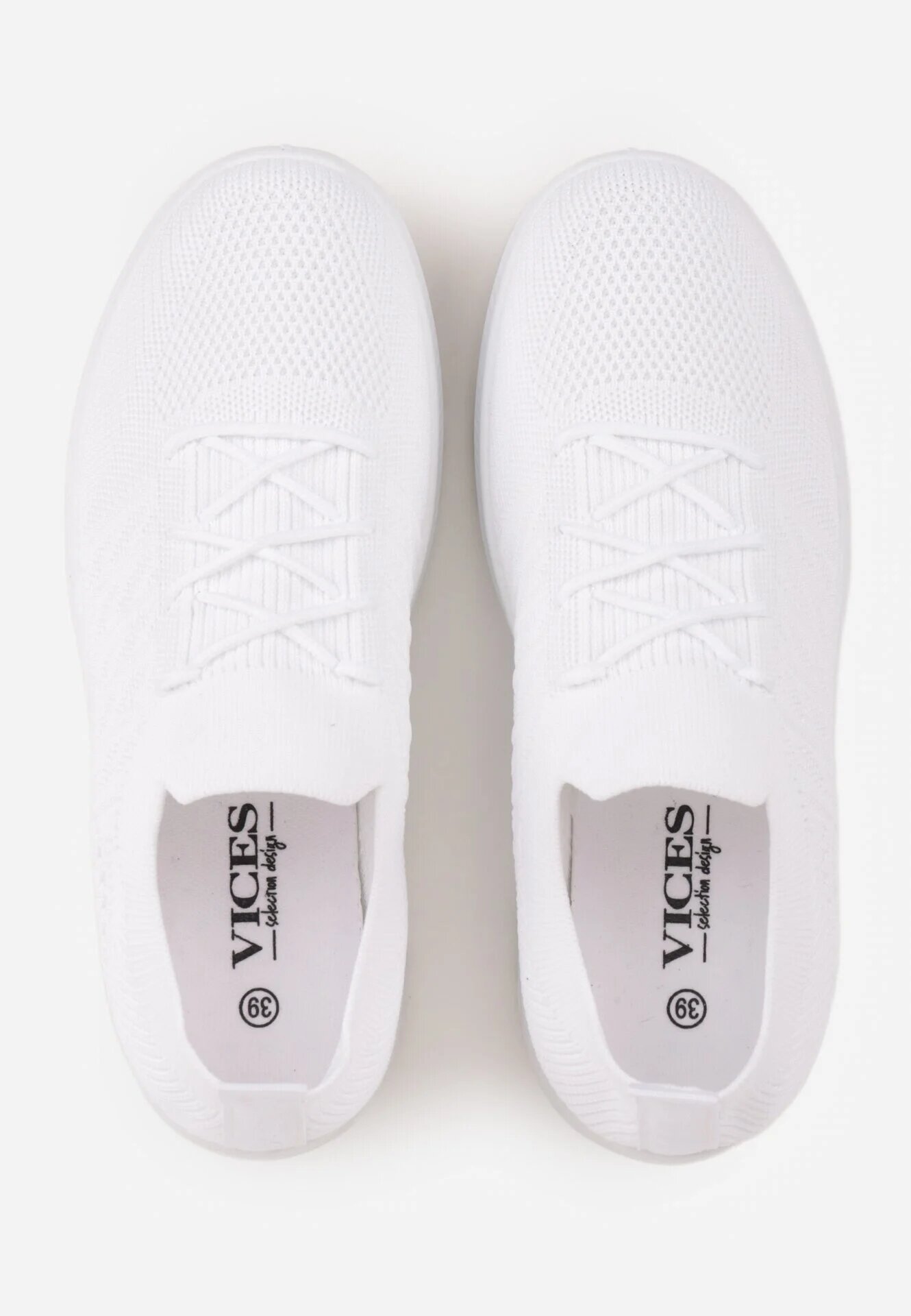  Adidași sport albi slip-on cu parte superioară elastică și inserție decorativă pe talpă Moonsara