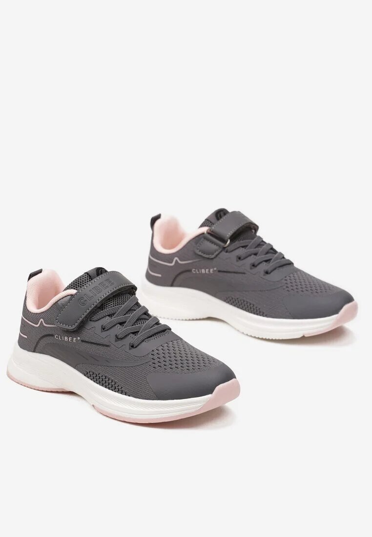  Adidași Sub Gleznă Gri-Roz cu Perforații Decorative Gordda