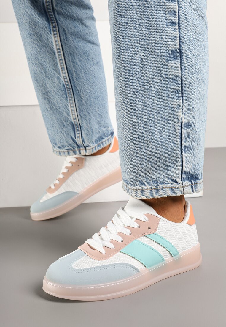  Adidași Teniși Alb-Albastru cu Model Geometric Eleamila