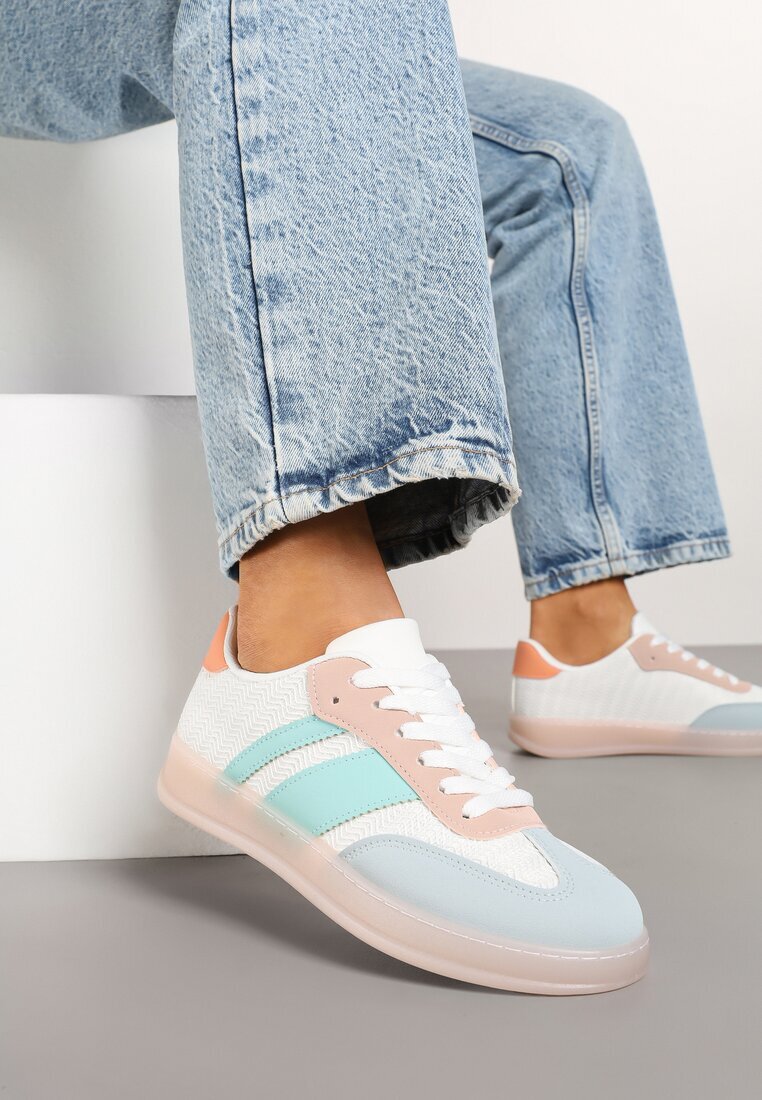  Adidași Teniși Alb-Albastru cu Model Geometric Eleamila