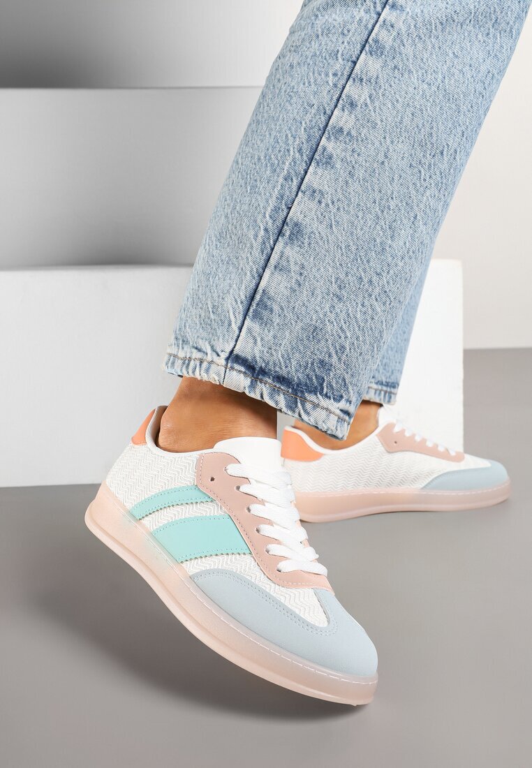  Adidași Teniși Alb-Albastru cu Model Geometric Eleamila