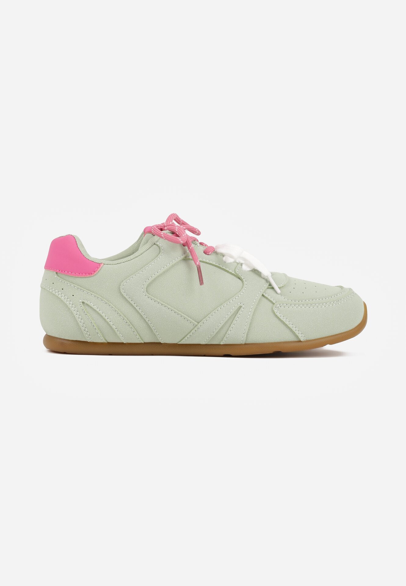 Adidași Verde deschis cu șireturi duble și cusături Teleritia