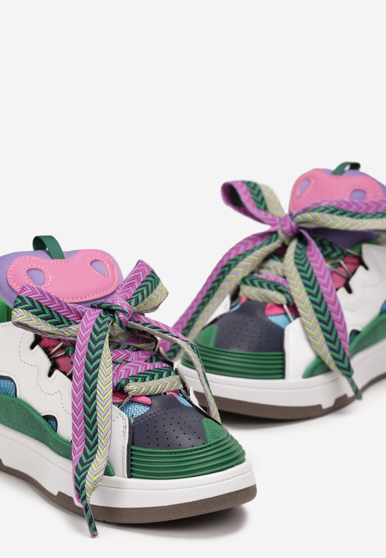  Adidași Verzi cu șireturi decorative și limbă lată Vessy
