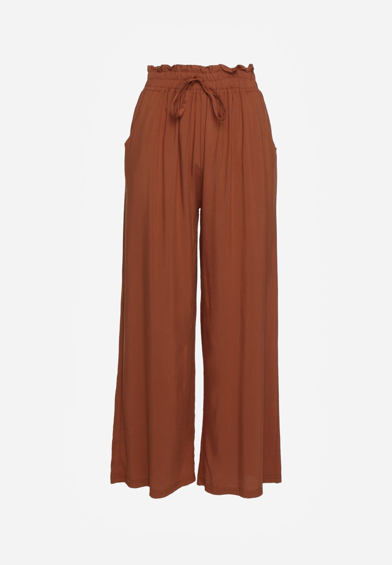 airisa Pantaloni Maro Largi din Bumbac cu elastic în talie și talie înaltă Besea