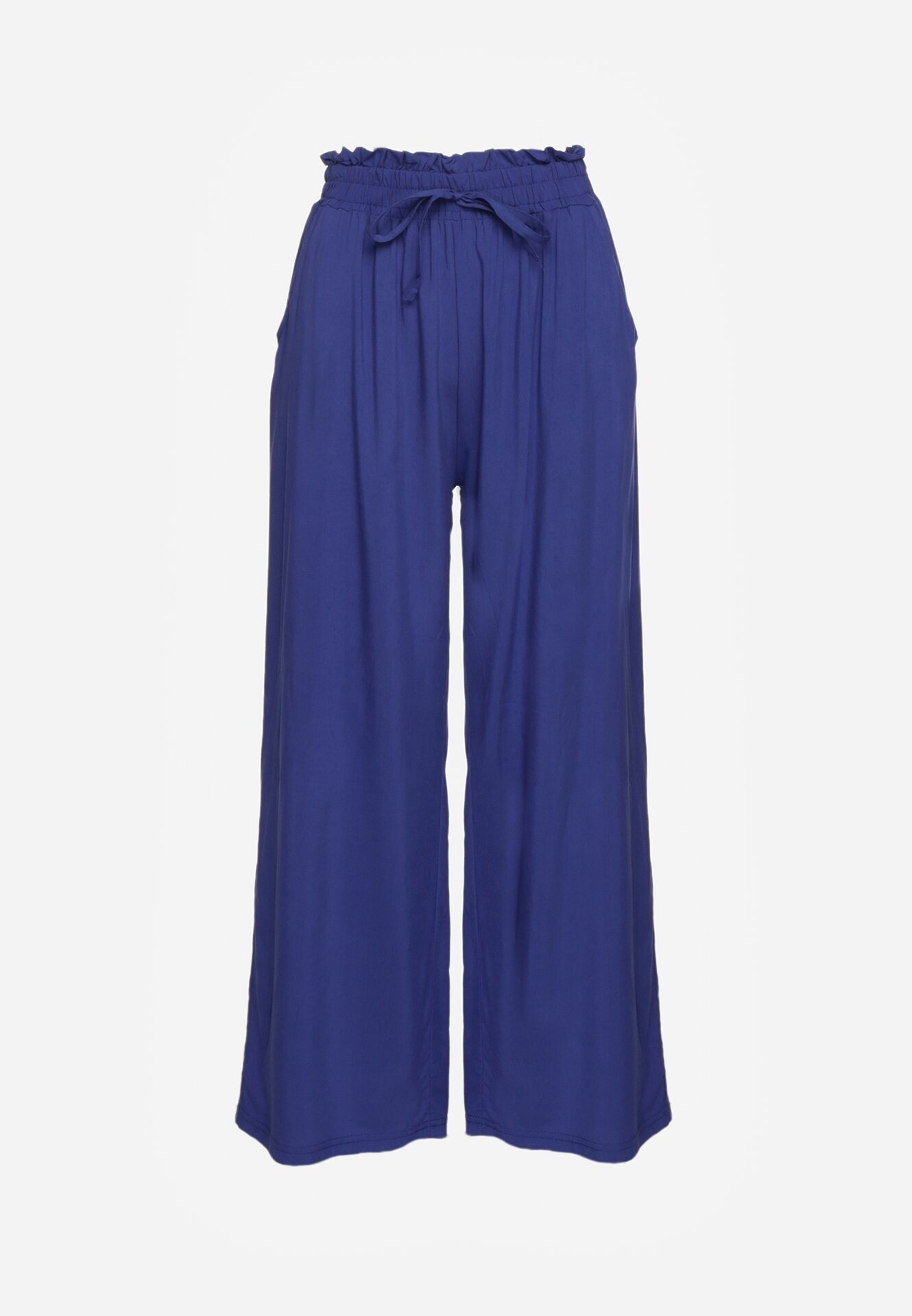 airisa Pantaloni Palazzo bleumarin largi de bumbac cu talie înaltă și elastic în talie Nelonia