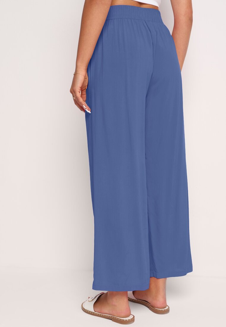 airisa Pantaloni Violet din bumbac Palazzo cu picioare largi Vimithia