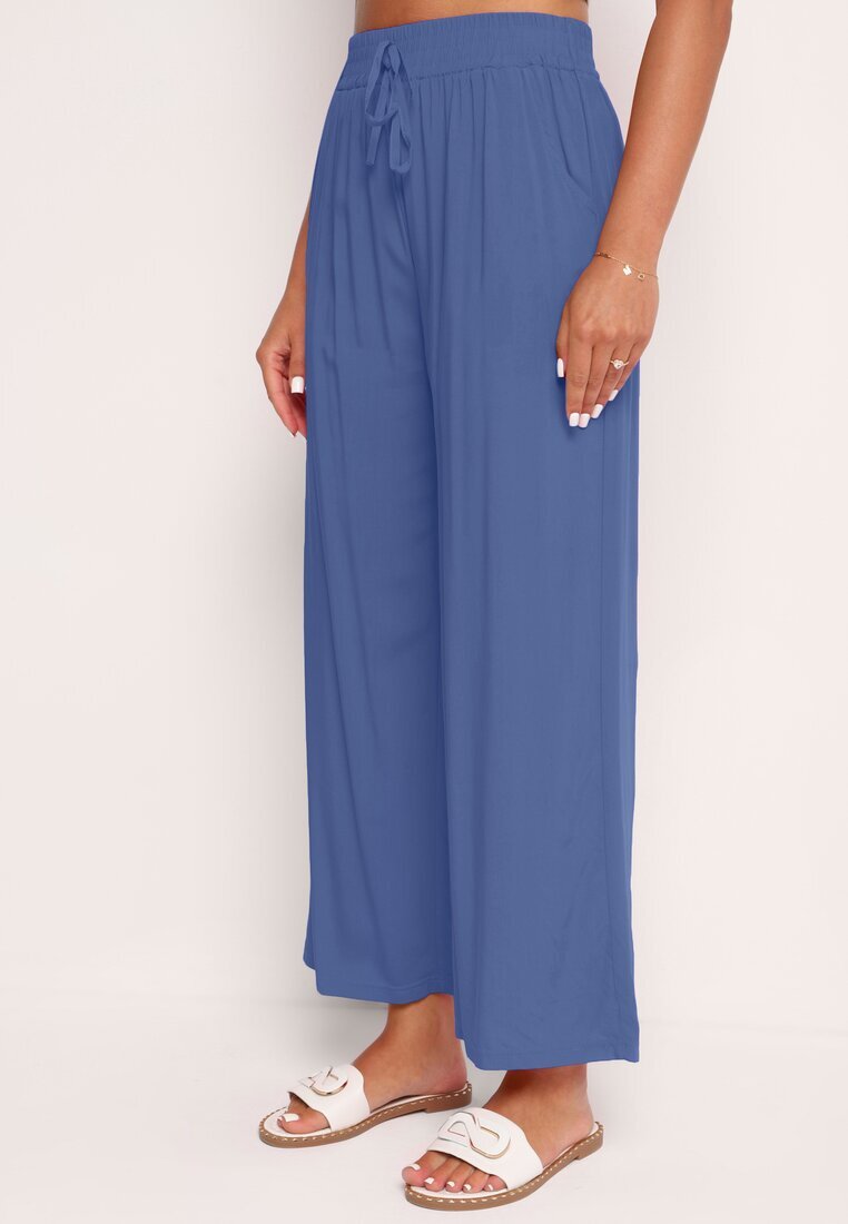 airisa Pantaloni Violet din bumbac Palazzo cu picioare largi Vimithia