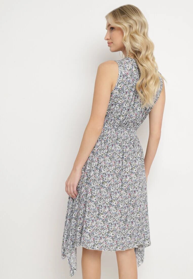 airisa Rochie Granat-Bej din Bumbac Elastic cu Tiv Asimetric și Elastic în Talie Penelorea