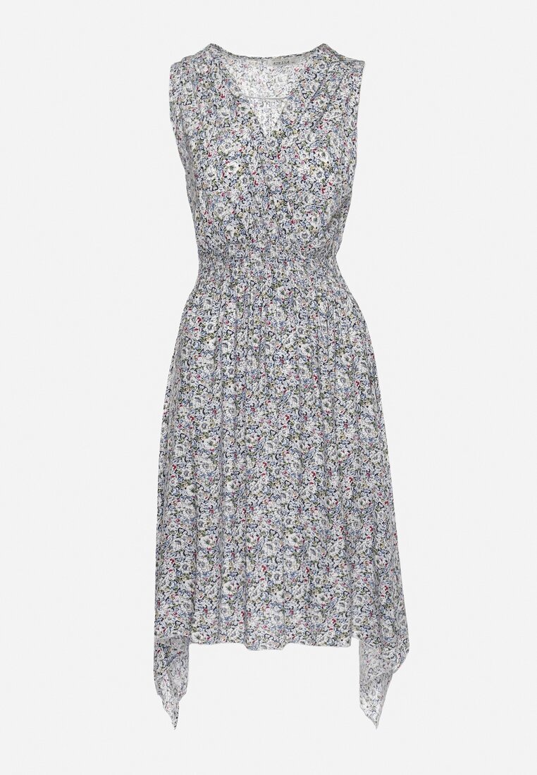 airisa Rochie Granat-Bej din Bumbac Elastic cu Tiv Asimetric și Elastic în Talie Penelorea