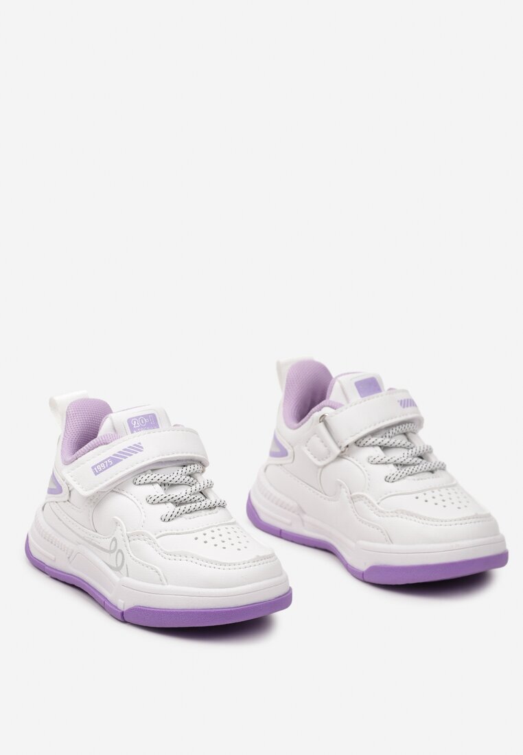  Alb-Violet Pantofi Sport Sneakers cu Brant din Piele Zalora
