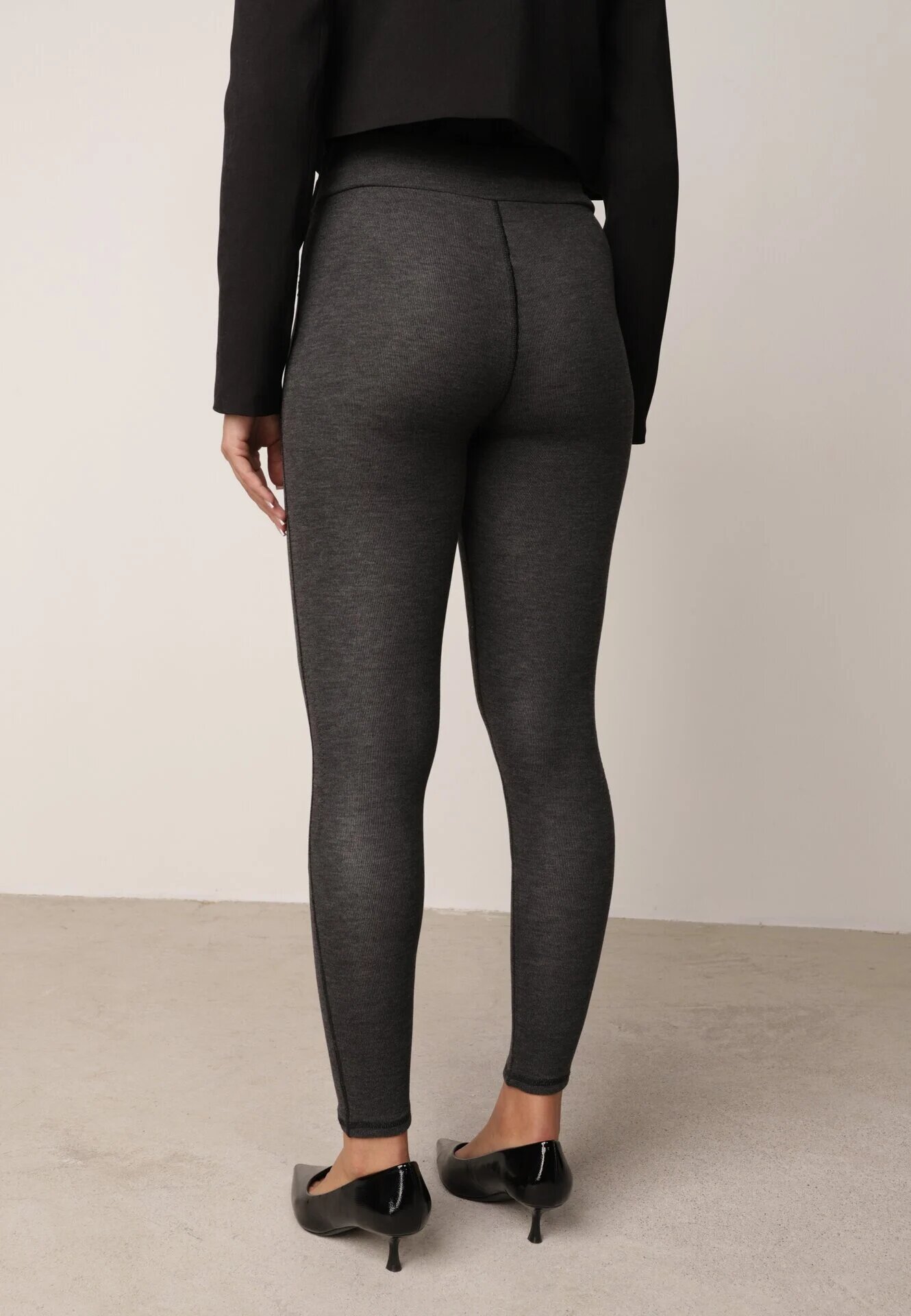 alina Izolați leggins cu bumbac cașmir și talie înaltă decorați cu dantelă Selide Gri