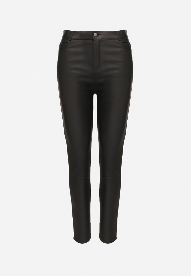 alina Pantaloni Negri Slim din Piele Ecologică Emiliara