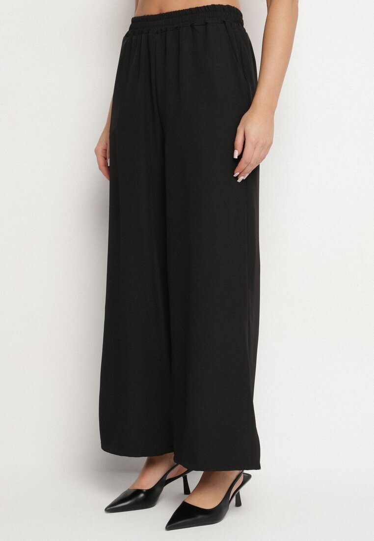 allyson Compleu de costum Negru Sacou cu Centură și Pantaloni Largi Milsedi