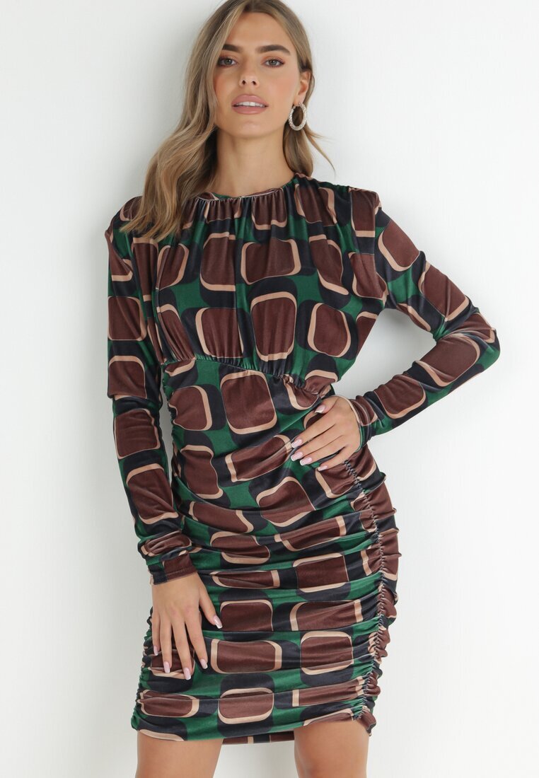 allyson Rochie Marouă cu Drapaj cu Model Geometric Kalma