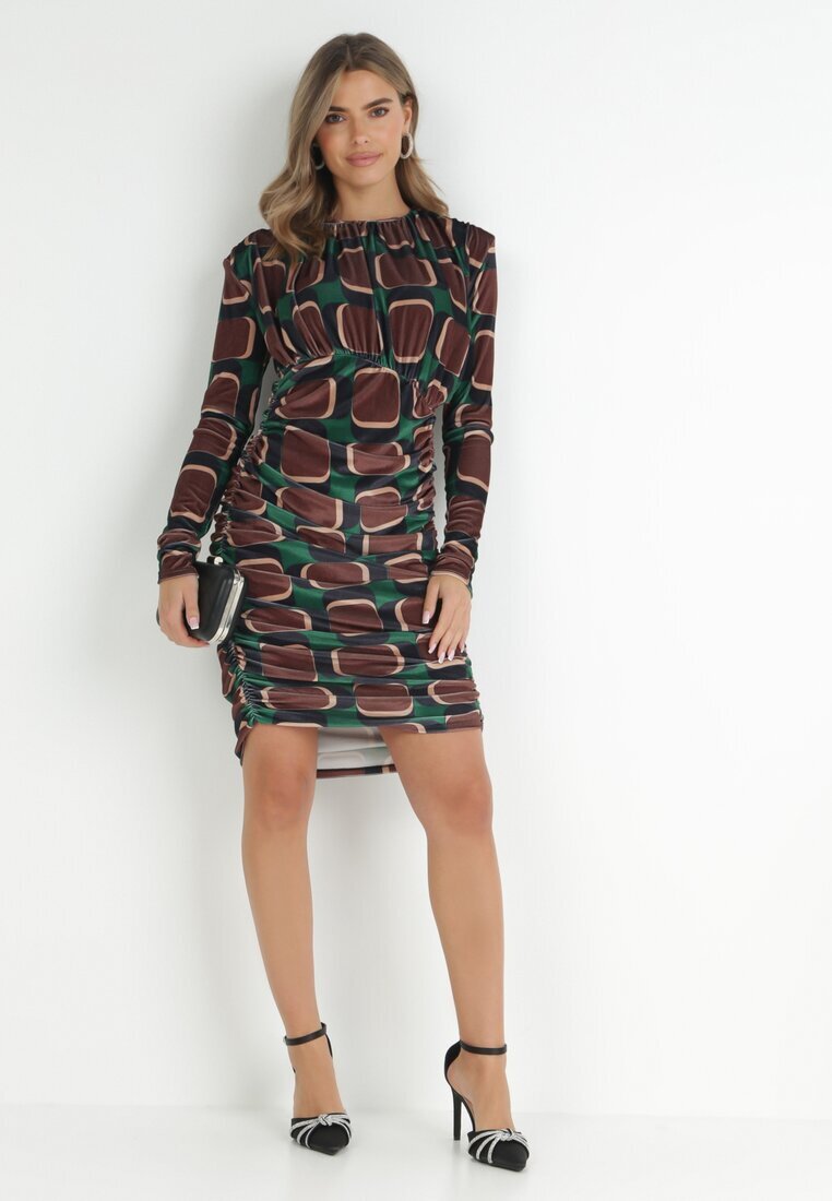 allyson Rochie Marouă cu Drapaj cu Model Geometric Kalma