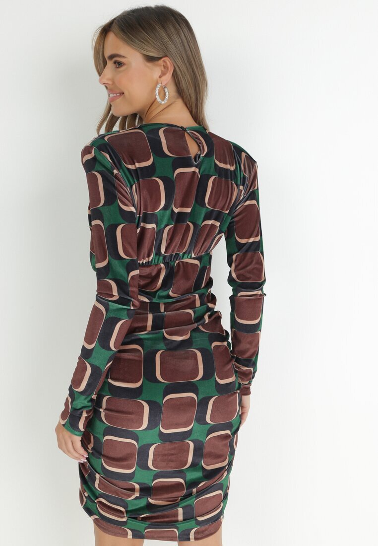 allyson Rochie Marouă cu Drapaj cu Model Geometric Kalma