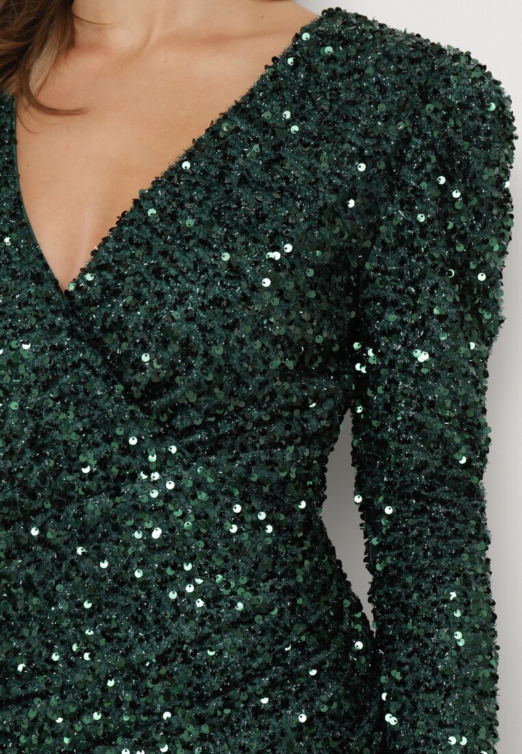 allyson Rochie Mini Verde închis cu Paiete Belona