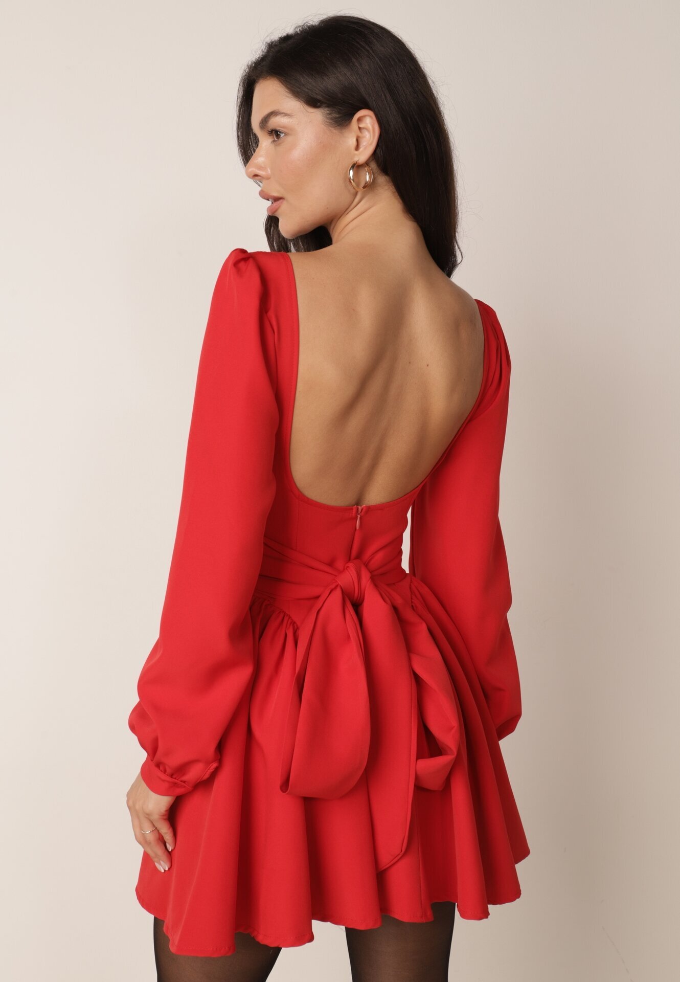 allyson Rochie Roșie Cloș cu top tip corset și curea din material la spate Enadil