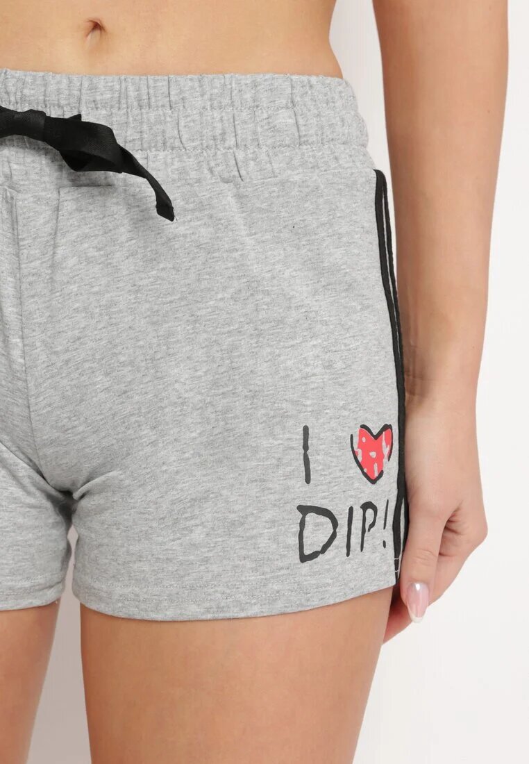 alnwick Pantaloni scurți Gri Din bumbac Cu elastic în talie Cu șnur Și imprimeu decorativ Glaphalia