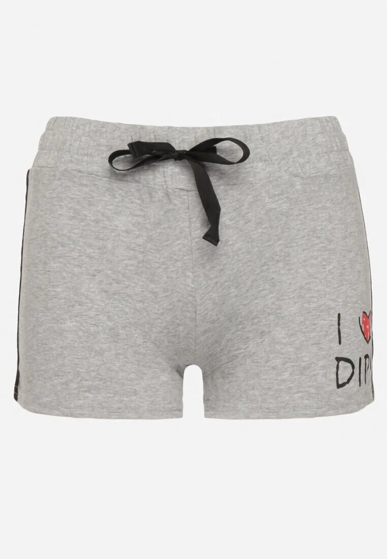 alnwick Pantaloni scurți Gri Din bumbac Cu elastic în talie Cu șnur Și imprimeu decorativ Glaphalia