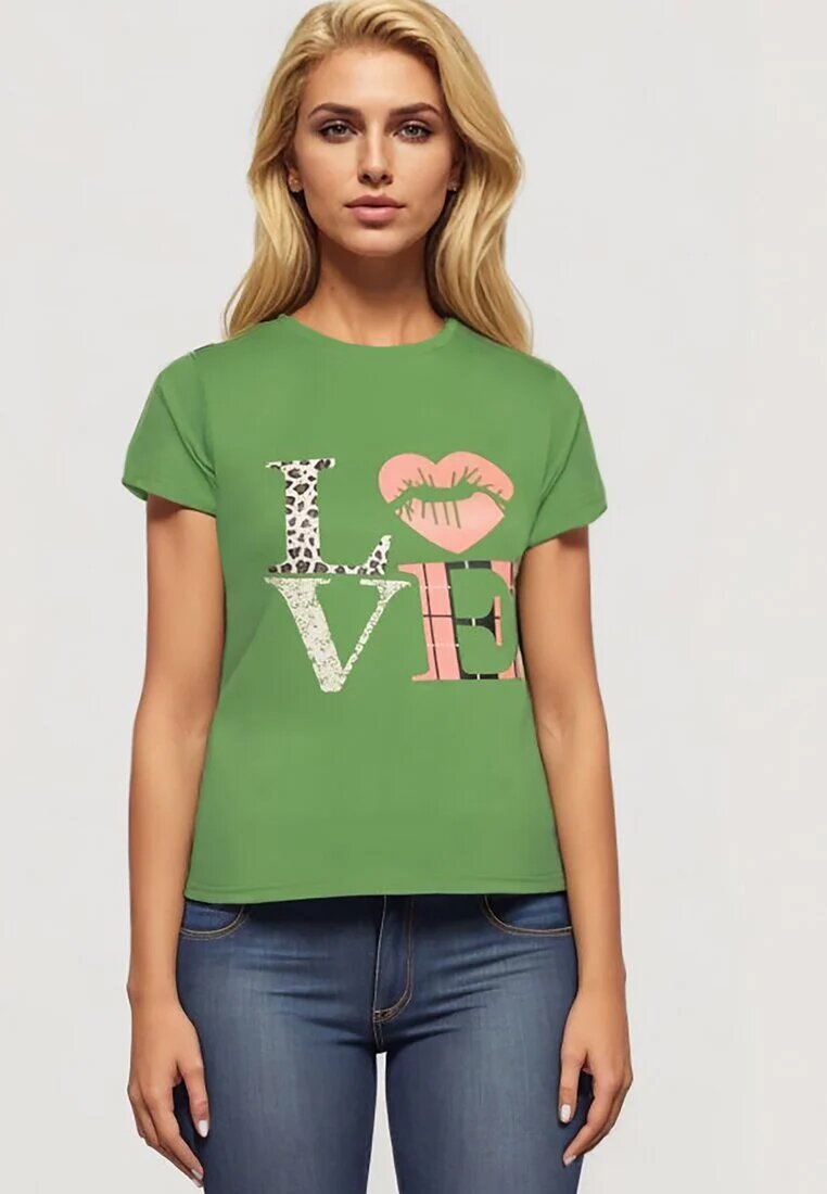 alnwick T-shirt Verde cu Mânecă Scurtă și Imprimeu Decorativ Testolene