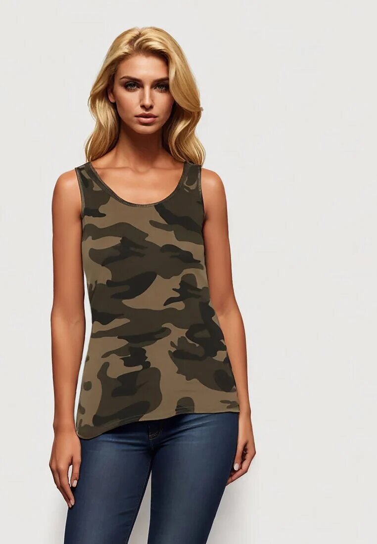 alnwick Top Verde Casual Din bumbac Camuflaj Cu bretele Rissavette