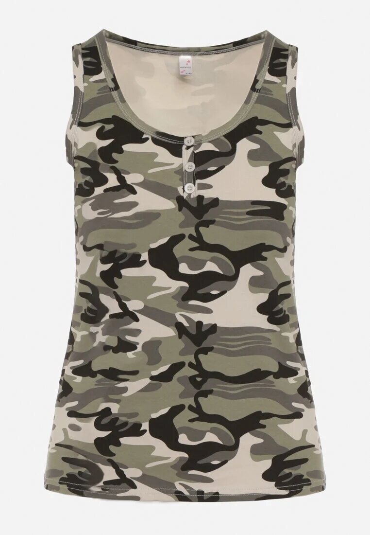 alnwick Top Verde din bumbac cu imprimeu camuflaj Wiarae