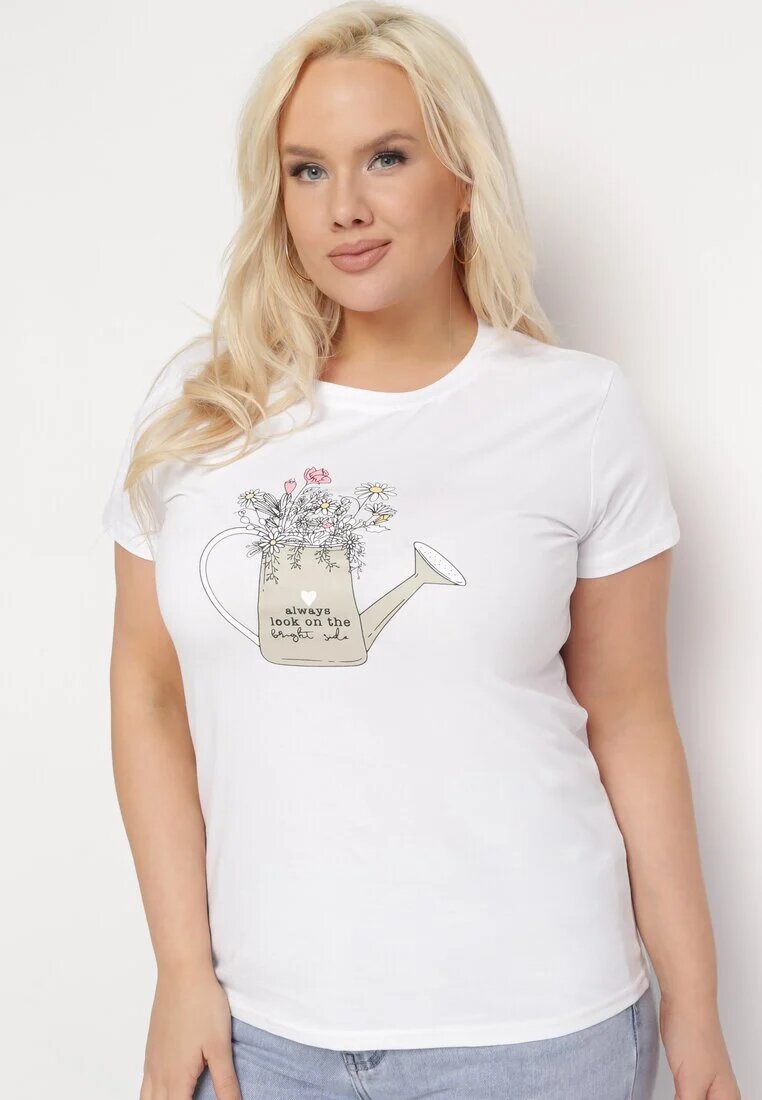 alnwick Tricou Alb din bumbac cu Imprimeu Decorativ Littana