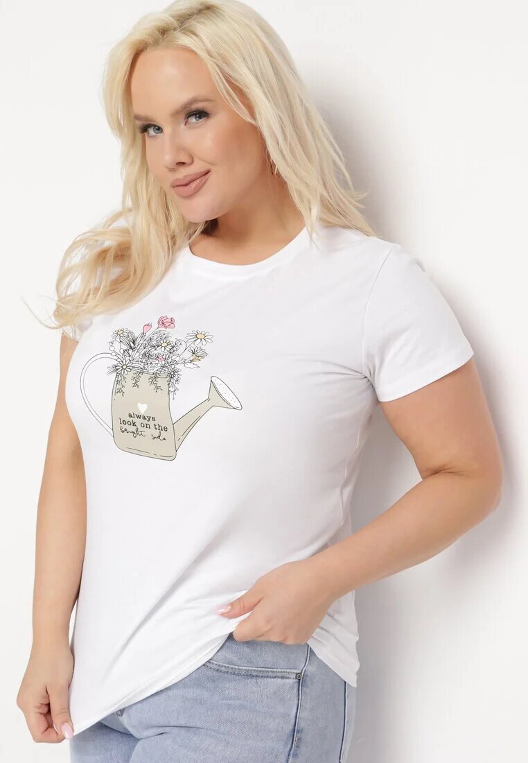 alnwick Tricou Alb din bumbac cu Imprimeu Decorativ Littana