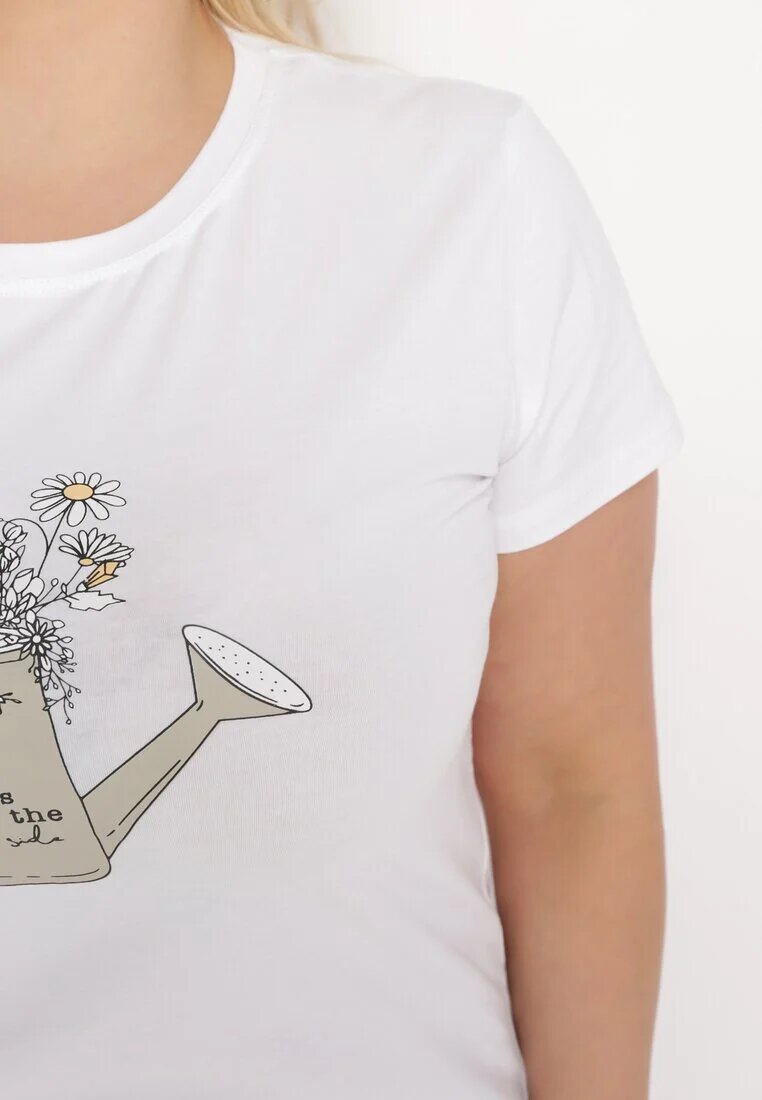 alnwick Tricou Alb din bumbac cu Imprimeu Decorativ Littana