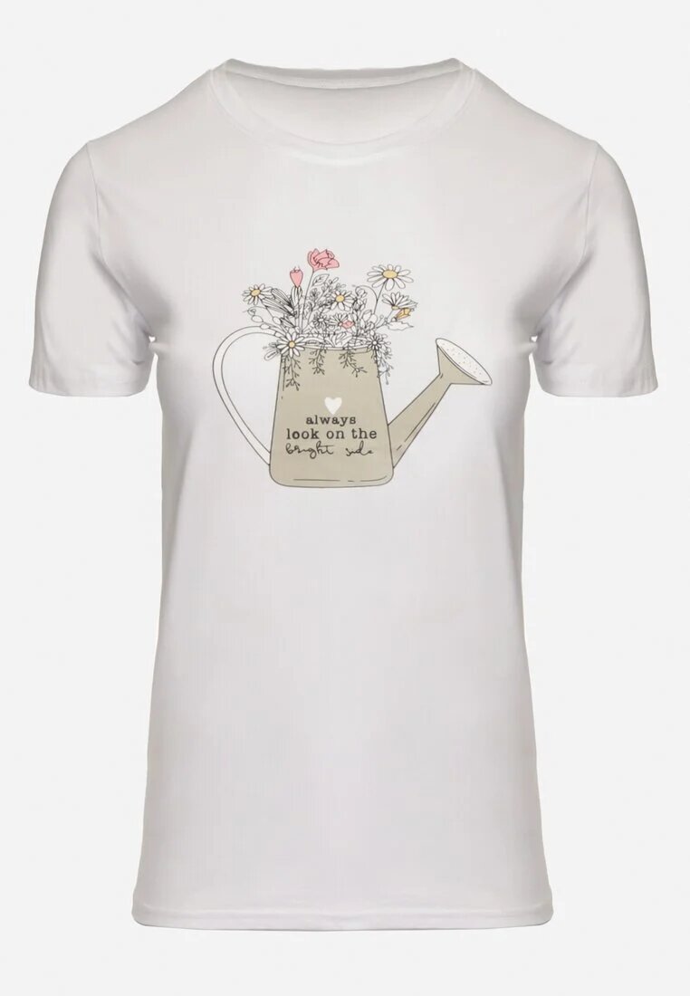 alnwick Tricou Alb din bumbac cu Imprimeu Decorativ Littana