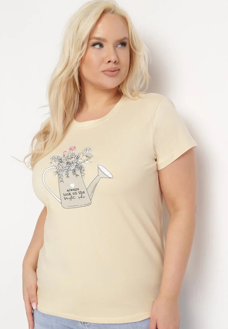 alnwick Tricou bej de bumbac cu imprimeu decorativ Littana