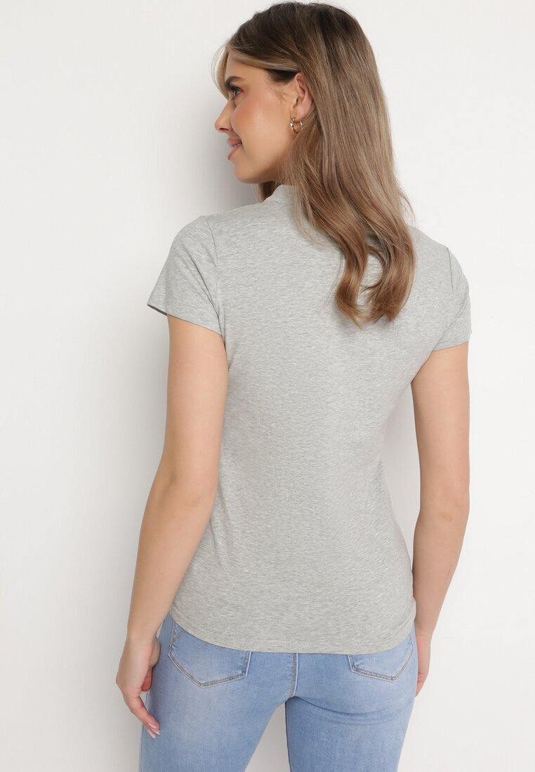 alnwick Tricou Gri din bumbac cu nasturi metalici Cariena