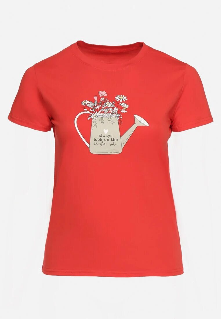 alnwick Tricou roșu de bumbac cu imprimeu decorativ Littana