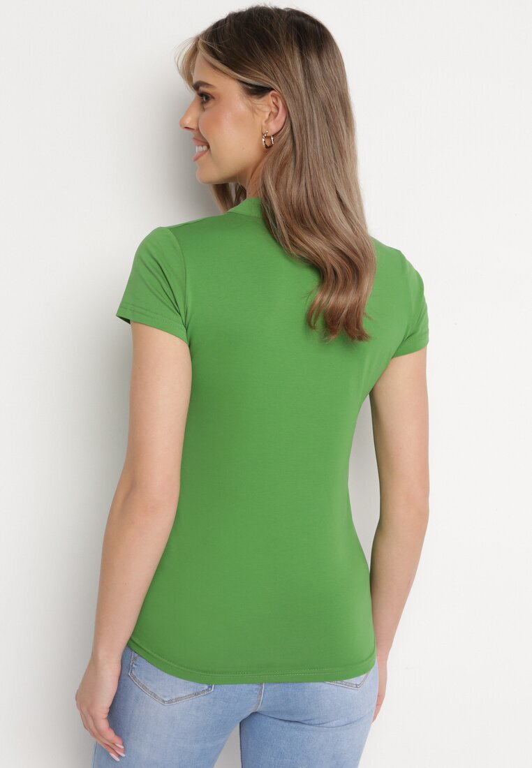 alnwick Tricou Verde din Bumbac cu nasturi metalici Cariena