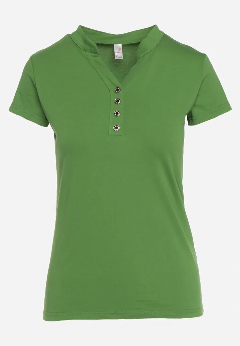 alnwick Tricou Verde din Bumbac cu nasturi metalici Cariena